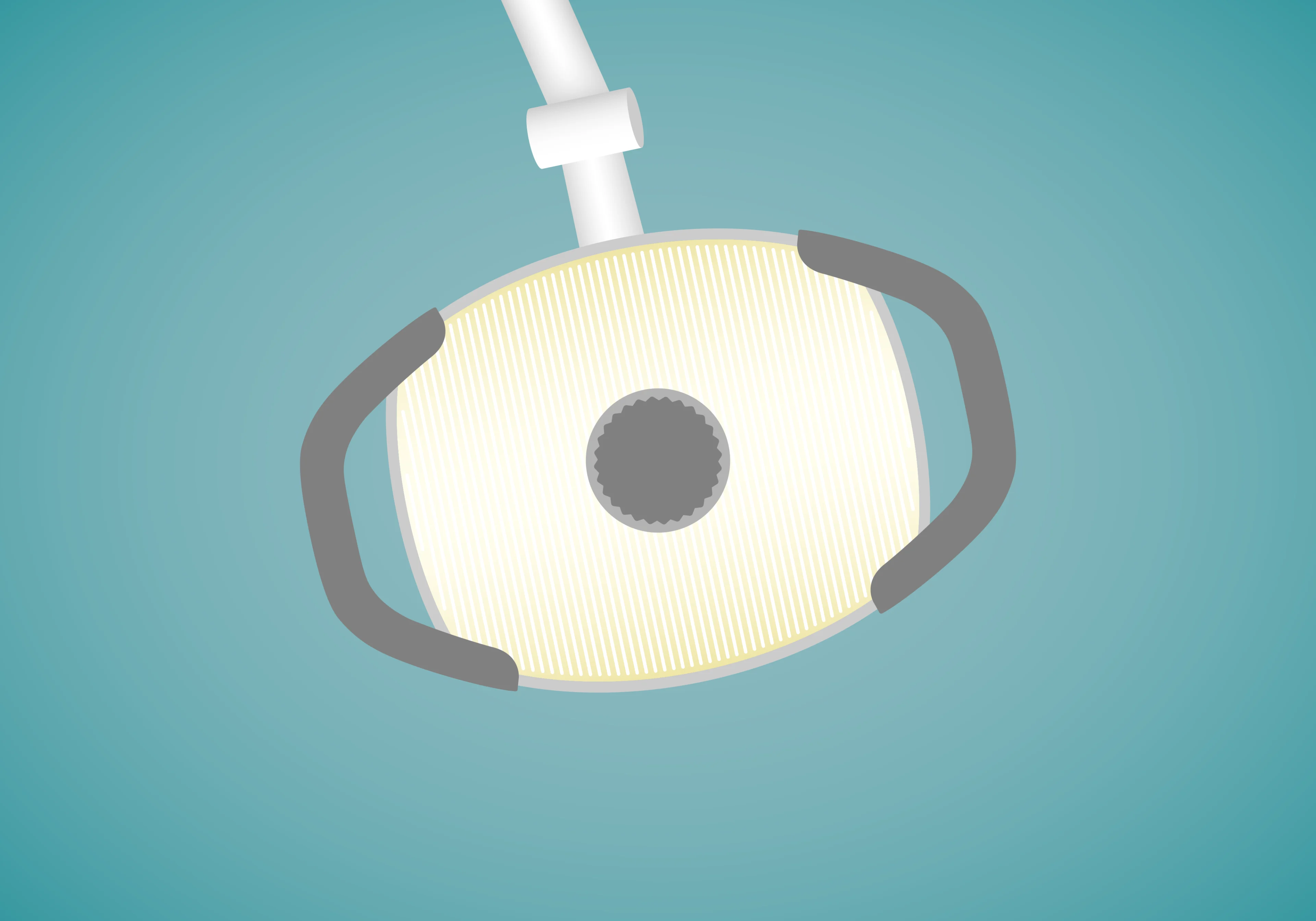 Tandläkaren har en stark lampa. Lampan gör att tandläkaren kan se bra i munnen.